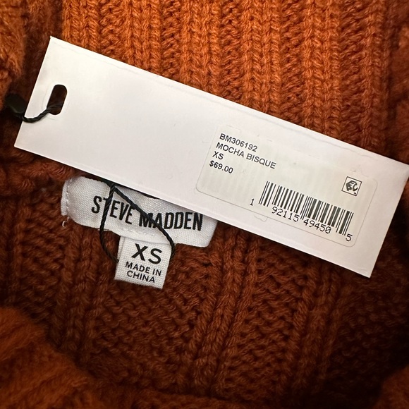 Steve Madden Sloane Cropped Turtle Neck Cable Knit Rust Color Sweater//XS - Picture 8 of 10